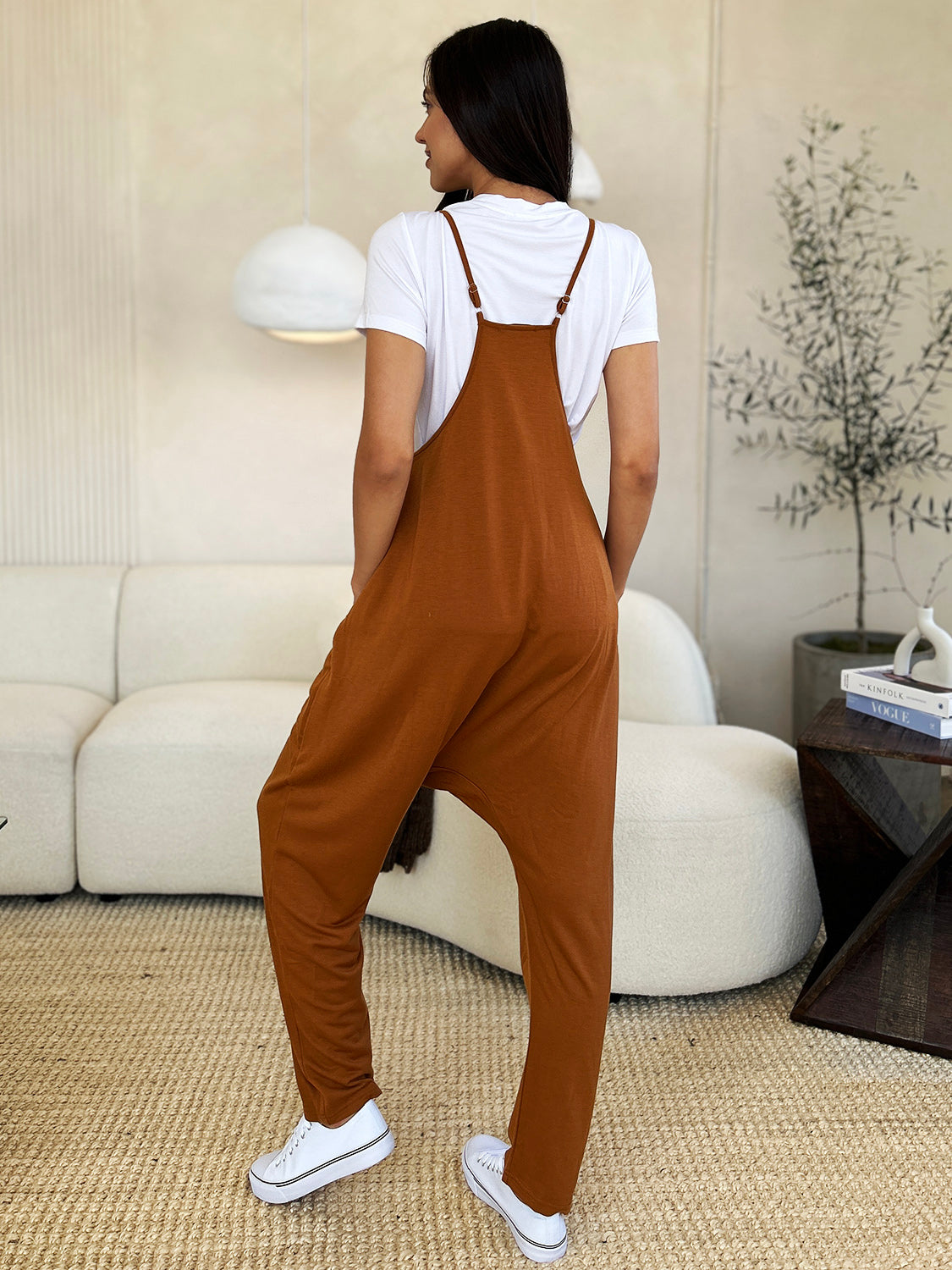 V-Neck Pocketed Jumpsuit