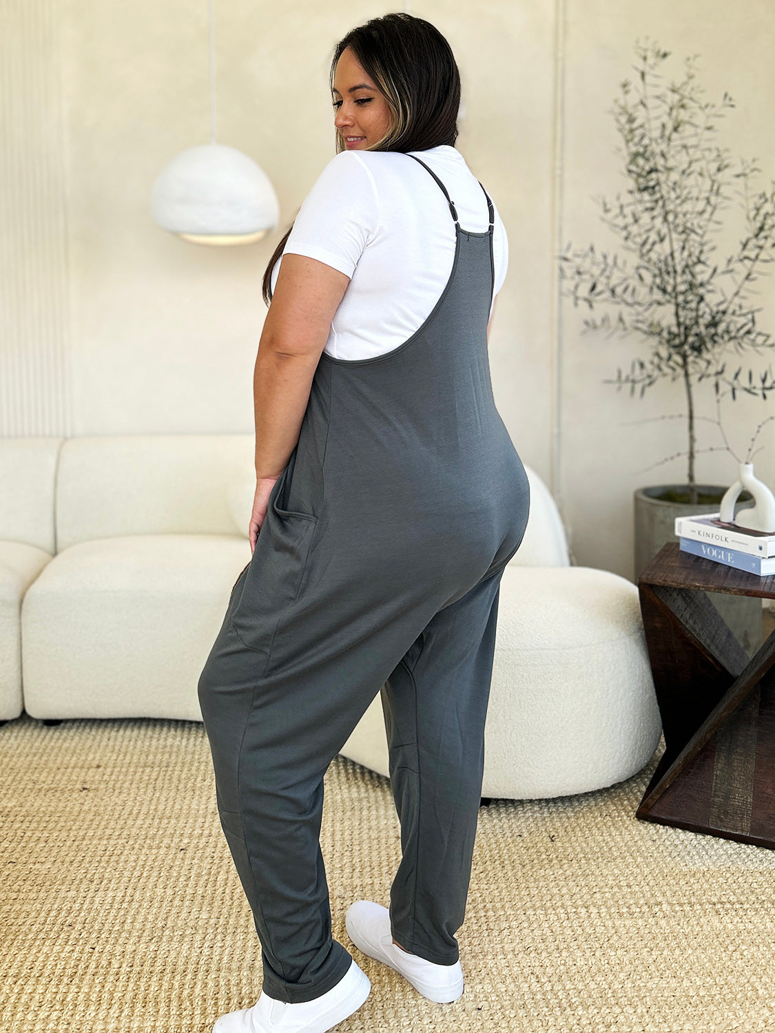 V-Neck Pocketed Jumpsuit