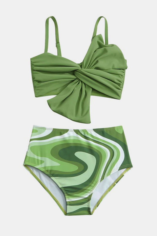 Twisted Spaghetti Strap Two-Piece Swim Set