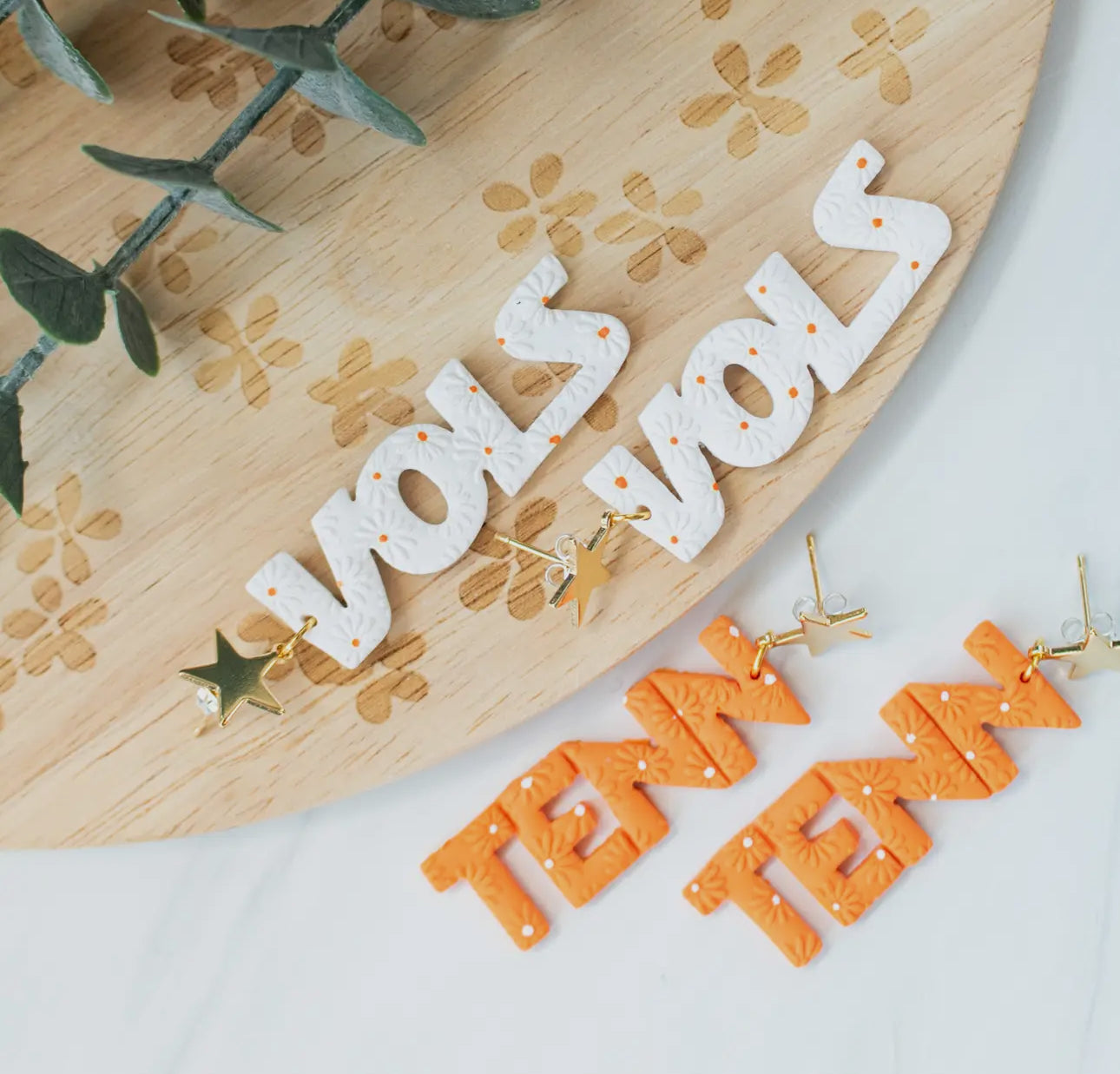 VOLS and TENN Star Embossed Earrings