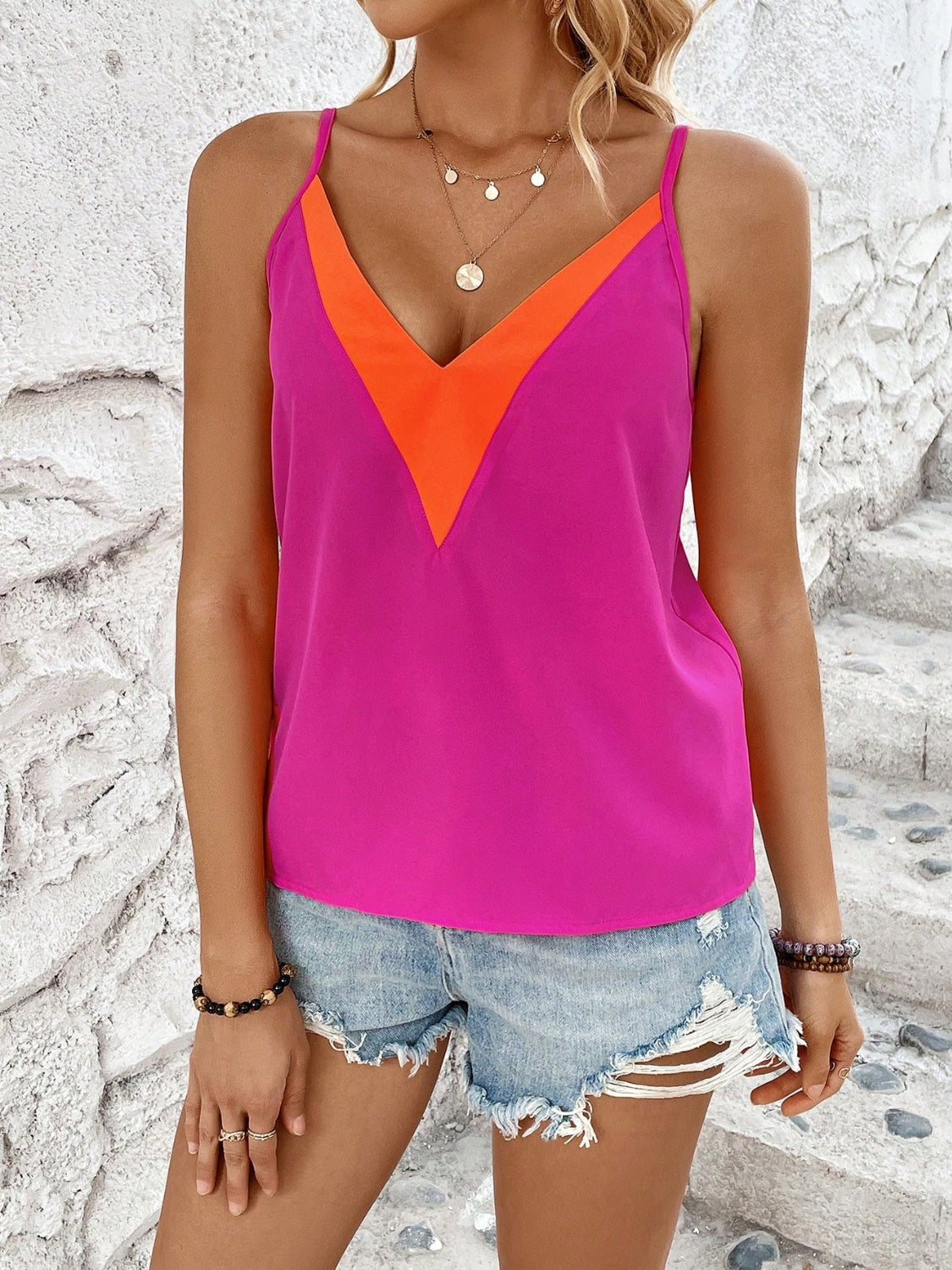 Contrast V-Neck Cami